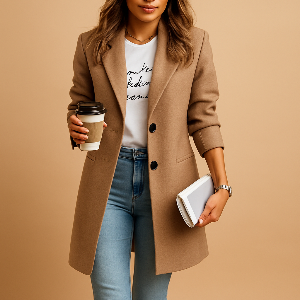 Długi Płaszcz Damski z Wełny