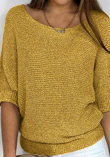 Monika | Damska Sweter Z Dekoltem Łódką | Rękaw Do Łokcia