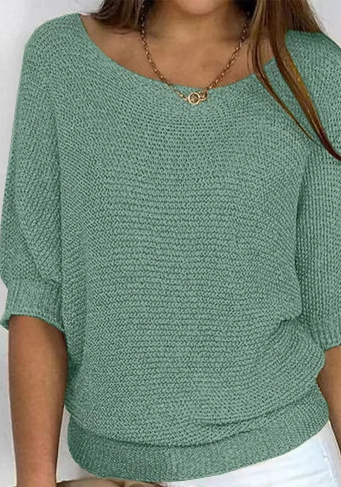 Monika | Damska Sweter Z Dekoltem Łódką | Rękaw Do Łokcia