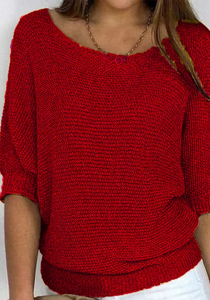 Monika | Damska Sweter Z Dekoltem Łódką | Rękaw Do Łokcia