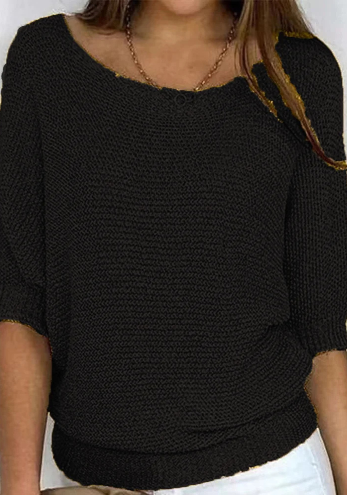 Monika | Damska Sweter Z Dekoltem Łódką | Rękaw Do Łokcia