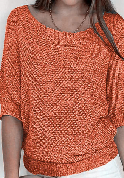 Monika | Damska Sweter Z Dekoltem Łódką | Rękaw Do Łokcia