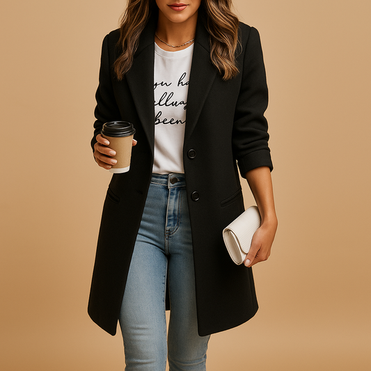 Długi Płaszcz Damski z Wełny