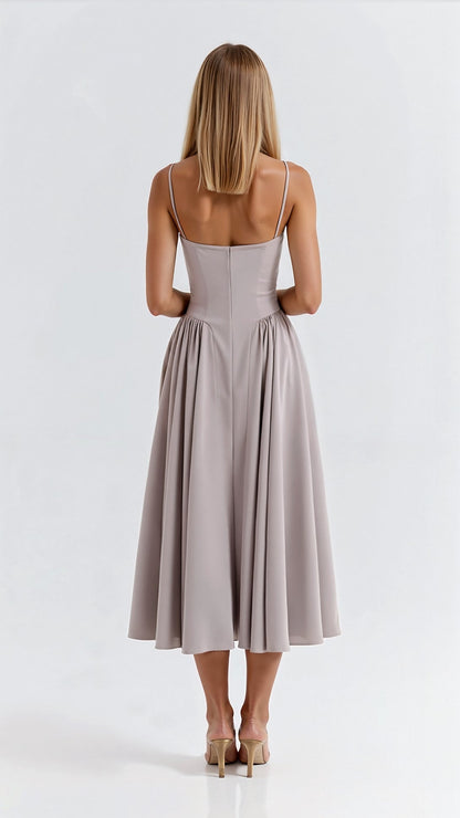 Maja | Rozkloszowana Sukienka z Gorsetem Damska | Do Kolan