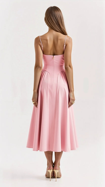 Maja | Rozkloszowana Sukienka z Gorsetem Damska | Do Kolan