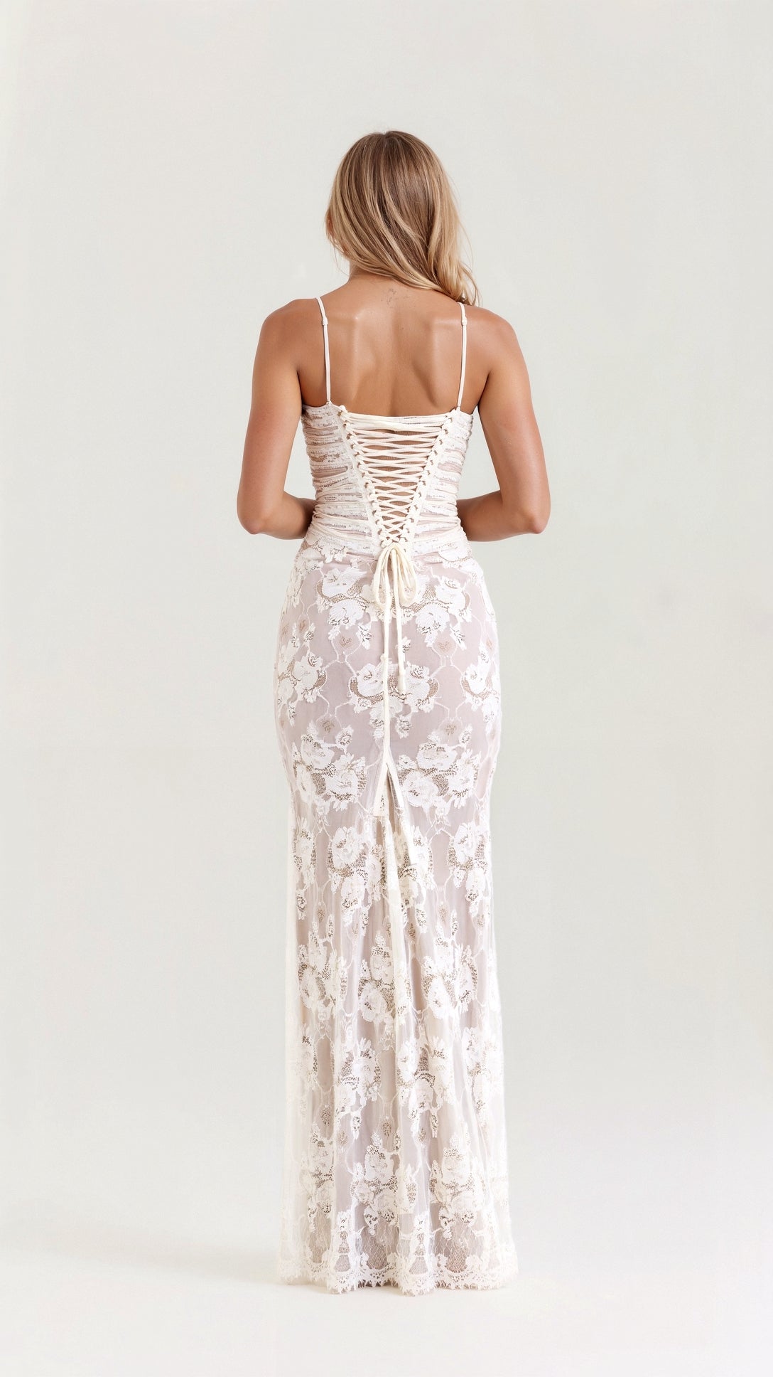 Julia | Koronkowa Sukienka Gorsetowa Damska | Długa