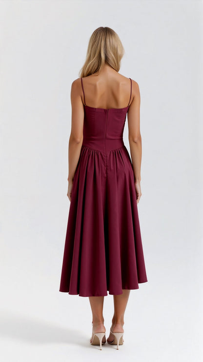 Maja | Rozkloszowana Sukienka z Gorsetem Damska | Do Kolan