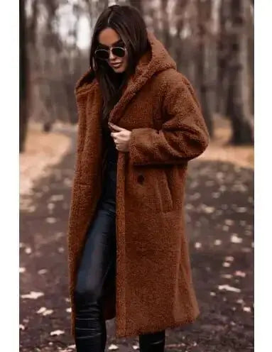 Anna | Luźny płaszcz z kapturem dla kobiet – Ciepły i stylowy na chłodne dni