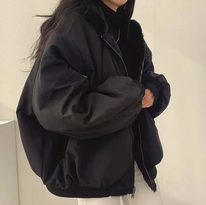 Julia | Damska dwustronna kurtka zimowa z kożuchem wewnętrznym