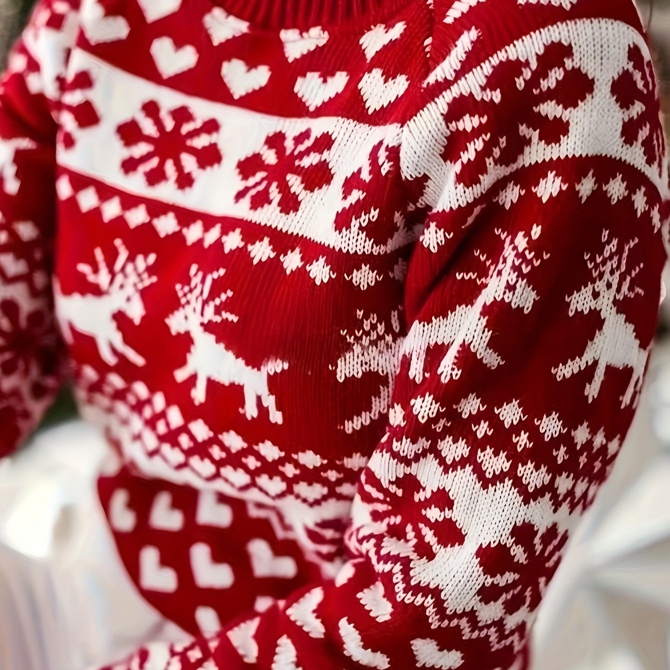 Wiktoria | Damska Świąteczny Sweter | Okrągły Dekolt