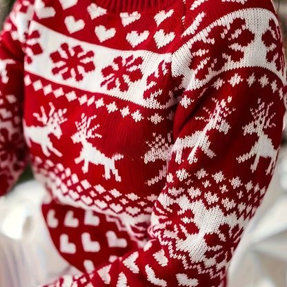 Wiktoria | Damska Świąteczny Sweter | Okrągły Dekolt